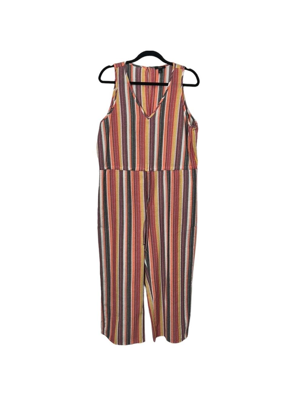 Anthropologie Drew Sleeveless wide leg striped Romper women’s size large